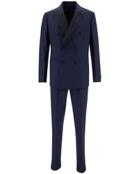 Lardini - Double-Breasted Suit With Contrasting Revers - Lyst
