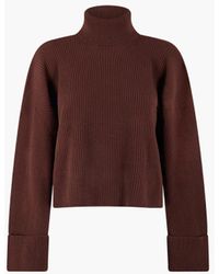 ANDAMANE Hanya Knitted Oversized Cropped Turleneck - Brown