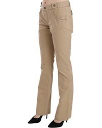 Just Cavalli - Cotton Mid Waist Straight Trousers Pants - Lyst