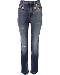 Dolce & Gabbana - Rhinestone Embellished Denim Jeans Cotton Elastane Clothing - Lyst