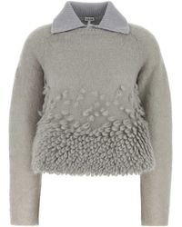 Loewe - Grey Mohair Blend Polo Shirt - Lyst