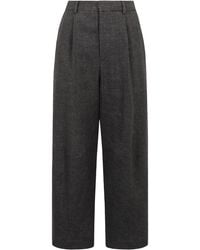 R13 - Wool Blend Wide-Leg Trousers Linen - Lyst