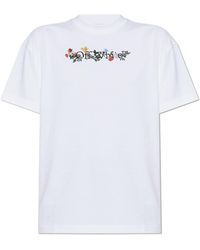 Off-White c/o Virgil Abloh - T-Shirt With A Colorfully Embroidered Logo - Lyst