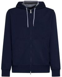 Brunello Cucinelli - Cotton-Blend Zip-Up Hoodie - Lyst