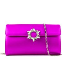 Aldo Castagna Fuchsia Satin Vanity Jewel Clutch - Purple