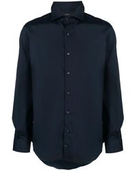 Fay - Navy Blue Stretch-cotton Shirt - Lyst