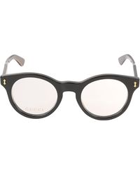 Gucci - Round Clear Lense Logo Glasses - Lyst