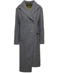 ANDERSSON BELL - Enya Asymmetric Double-Breasted Coat With Herringbone Pattern - Lyst