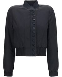 McQueen - Buttoned Bomber Jacket With Visible Stitching - Lyst