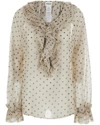 P.A.R.O.S.H. - Blouse With Ruffles On The Front And All-Over Polka Dot Print - Lyst