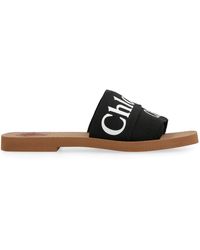 Chloé - Woody Fabric Mules Sandal - Lyst