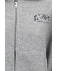 Ganni - Cotton Zip-Up Hoodie - Lyst