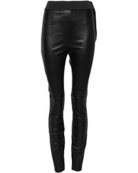 Dolce & Gabbana - Black Leather Elastic Waist Pants - Lyst