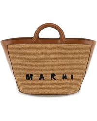 Marni - Tropicalia Leather And Raffia Tote Bag - Lyst