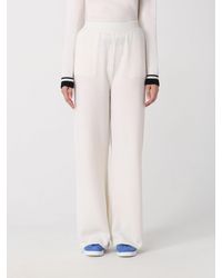 MSGM - Elasticated Waistband Wide-leg Knitted Trousers - Lyst