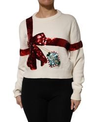 Dolce & Gabbana - Sequin Bow Holiday Sweater - Lyst