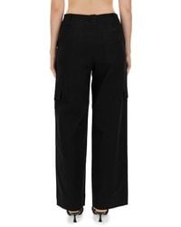 Ganni - Herringbone Pants Organic Cotton Elastane Trousers - Lyst
