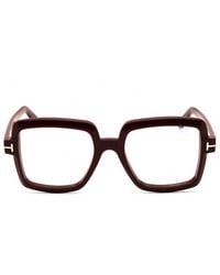 Tom Ford - Eyeglasses Square Full Rim, Shiny Frame And Clear-Light Block Lenses Lens Ft5913-B001 - Lyst