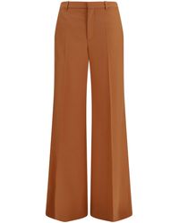 Chloé - High-Waisted Flared Cotton Pants - Lyst