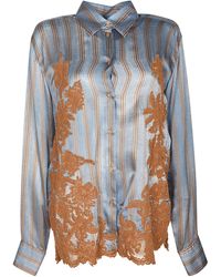 Ermanno Scervino - Floral Embroidery Striped Shirt - Lyst