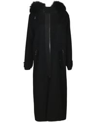 P.A.R.O.S.H. - Fur Trim Hooded Zip-Up Coat - Lyst