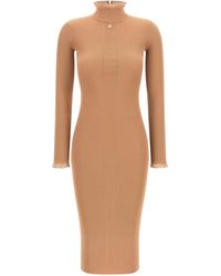 Elisabetta Franchi - Ribbed Knit Mock Neck Dress - Lyst