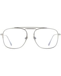 Tom Ford - Eyeglasses Aviator Full Rim, Shiny Gunmetal Frame And Clear-Light Block Lenses Lens Ft5731-B008 - Lyst
