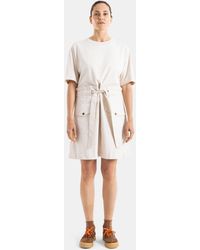 Moncler - Belted Two-Material Dress - Lyst