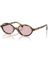 Miu Miu - Miu Miu Eyewear Mu04Zs14L4I0 Tortoiseshell Oval Sunglasses - Lyst