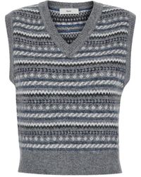DUNST - Sleeveless Vest With V Neck And All-Over Striped Motif - Lyst