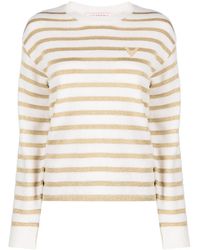 Valentino - Striped Logo-Plaque Jumper Clothing - Lyst