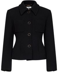 Chloé - Tweed Jacket With Lined Interior And Belted Back - Lyst