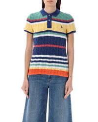 Polo Ralph Lauren - Striped Cable Knit Polo Shirt - Lyst