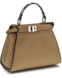 Fendi - Handbag Peekaboo Mini Cappuccino-Roccia Calf Leather Shoulder Bags - Lyst