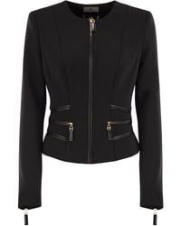 Elisabetta Franchi - Double Crepe Jacket With Zip Details - Lyst