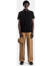 Moncler - Camel Cotton Wide-Leg Trousers Patch Pockets Leather Logo - Lyst