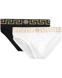 Versace - Set Of Two Cotton Briefs With Logoed Elastic Band - Lyst