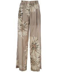 Brunello Cucinelli - Pants With Elastic Waist And All-Over Floral Print - Lyst