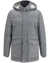 Brunello Cucinelli - Down Jacket Cashmere Light-Lead/Lead Padded - Lyst