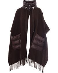 Herno - Velvety Cashmere And Wool Poncho With Quilted Detailing - Lyst