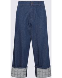 JW Anderson - Denim Grid Print Wide Leg Jeans - Lyst