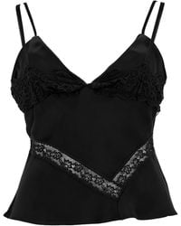 MSGM - Top With Lace Details Acetate Tops - Lyst