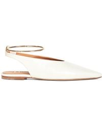 Jil Sander - Bone Pointed Toe Slingback Ballet Flats With Anklet - Lyst