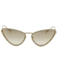 Gucci - Sunglasses Cat Eye Full Rim, With Stone Frame And Light Gradient Mirror Lens Gg1569S003 - Lyst