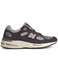 New Balance - '991' Suede Blend Sneakers - Lyst