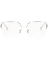 Fendi - Eyeglasses Square Semi Rim, Frame And Clear Demo Lens Fe50091U028 - Lyst