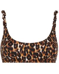 Mc2 Saint Barth - Bralette Swimsuit With Leopard Print - Lyst