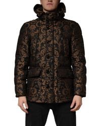 Dolce & Gabbana - Black Floral Jacquard Quilted Hooded Jacket - Lyst