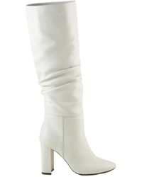 white flat heel boots