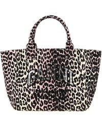 Ganni - Leopard Medium Tote Tote Bag - Lyst